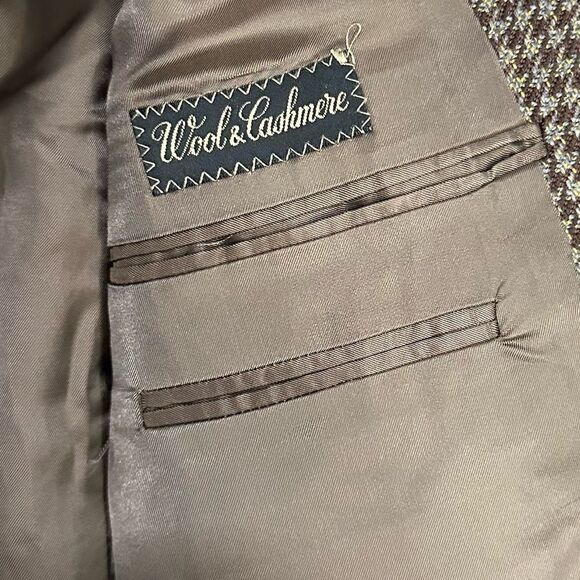 Ermenegildo Zegna Brown houndstooth Preppy Wool Cashmere Sportcoat Blazer Sz 52 - Picture 7 of 9